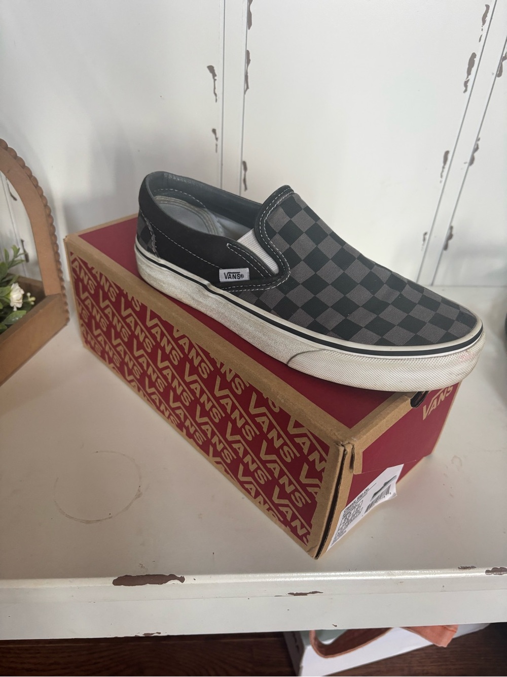 Vans Checkerboard Slip-On Loafer in Black and Gray